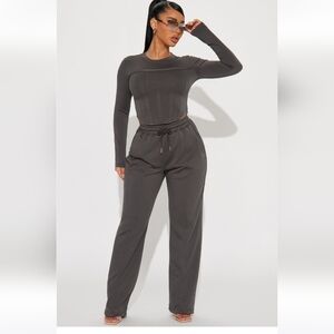 Fash Nova Psnts Set Color  Charcoal size M